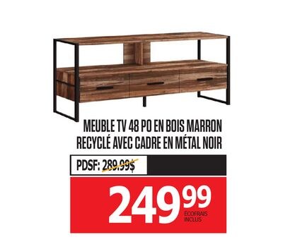 MEUBLE TV 48 PO EN BOIS MARRON RECYCLÉ AVEC CAD…