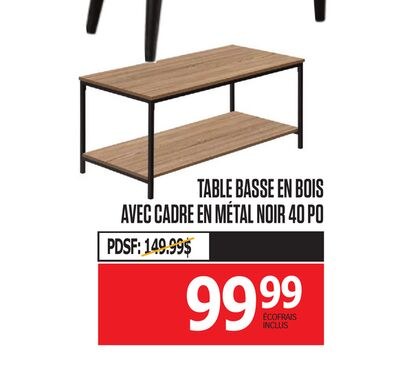 TABLE BASSE EN BOIS AVEC CADRE EN MÉTAL NOIR 40…