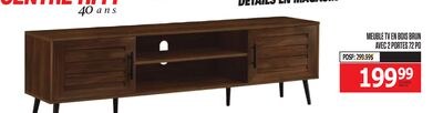 MEUBLE TV EN BOIS massif 4 PIEDS 2 PORTES 2 PO