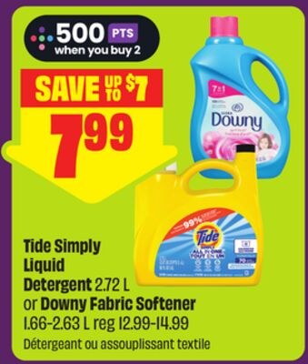 Tide Simply Liquid Detergent 2.72 L or Downy Fa…