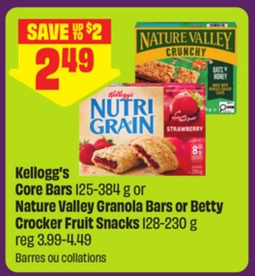 Kellogg's Core Bars 125-384 g or Nature Valley …