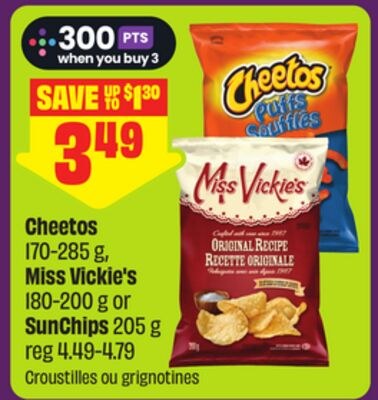 Cheetos 170-285 g, Miss Vickie's 180-200 g, Sun…