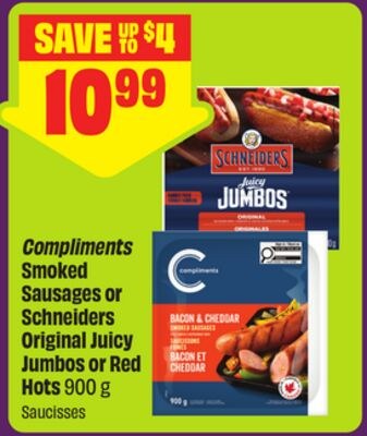 Compliments Smoked Sausages or Schneiders Origi…