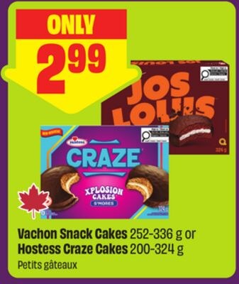 Vachon Snack Cakes 252-336 g or Hostess Craze C…
