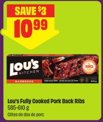 Lou's Fully Cooked Pork Back Ribs 585-610 g
