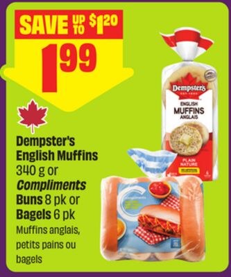 Dempster's English Muffins 340 g or Compliments…