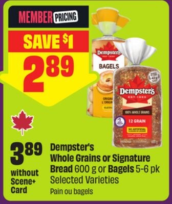 Dempster's Whole Grains or Signature Bread 600 …