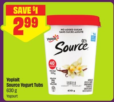 Yoplait Source Yogurt Tubs 630 g