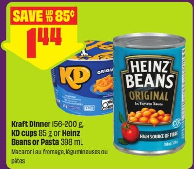 Kraft Dinner 156-200 g, KD cups 85 g or Heinz B…