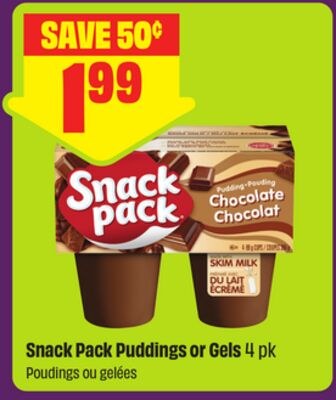 Snack Pack Puddings or Gels 4 pk