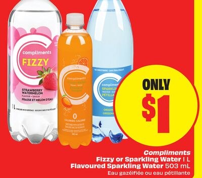 Compliments Fizzy or Sparkling Water 1 L Flavou…