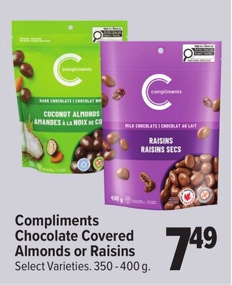 Compliments Chocolate Covered Almonds or Raisins