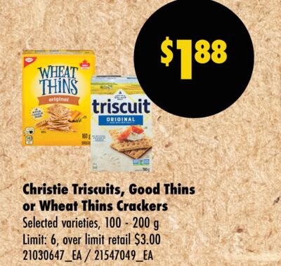 TRISCUITS, GOOD THINS OR WHEAT THINS CRACKERS, …