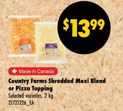 SHREDDED MEXI BLEND OR PIZZA TOPPING, 2 kg