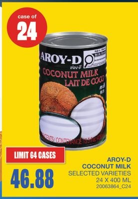 AROY-D COCONUT MILK, 24 X 400 ML