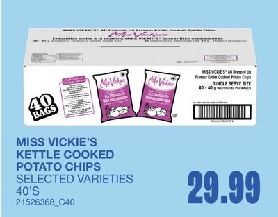 KETTLE COOKED POTATO CHIPS, 40'S
