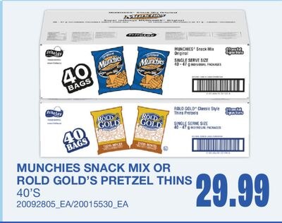 MUNCHIES SNACK MIX OR ROLD GOLD'S PRETZEL THINS…