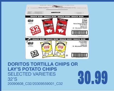 TORTILLA CHIPS OR POTATO CHIPS, 32'S