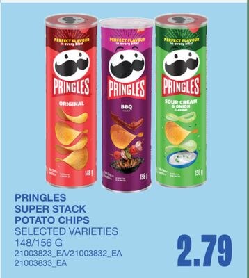 PRINGLES SUPER STACK POTATO CHIPS, 148/156 G
