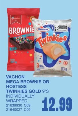 VACHON MEGA BROWNIE OR HOSTESS TWINKIES GOLD, 9…