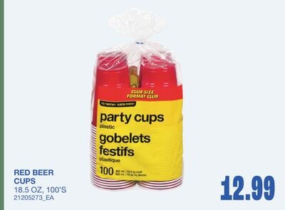 RED BEER CUPS, 18.5 OZ, 100'S