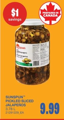 PICKLED SLICED JALAPEÑOS, 3.78 L