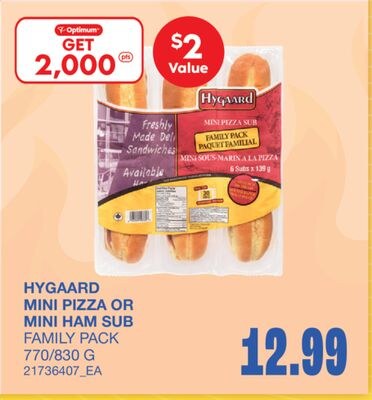 MINI PIZZA OR MINI HAM SUB, 770/830 G