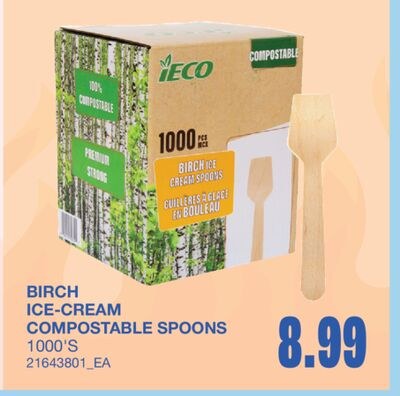 ICE-CREAM COMPOSTABLE SPOONS, 1000'S