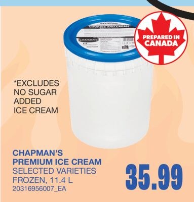 CHAPMAN'S PREMIUM ICE CREAM, 11.4 L