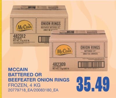 BATTERED OR BEEFEATER ONION RINGS, 4 KG