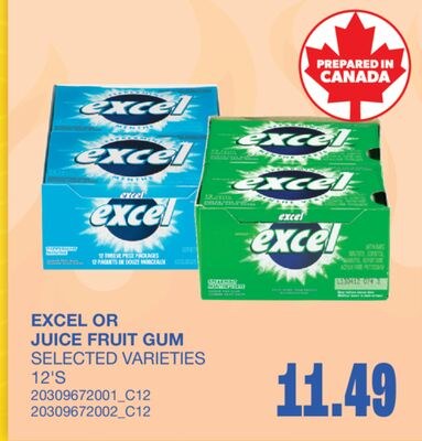 JUICE FRUIT GUM, 12'S