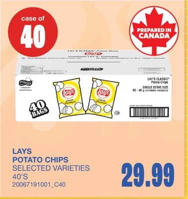LAYS POTATO CHIPS, 40'S