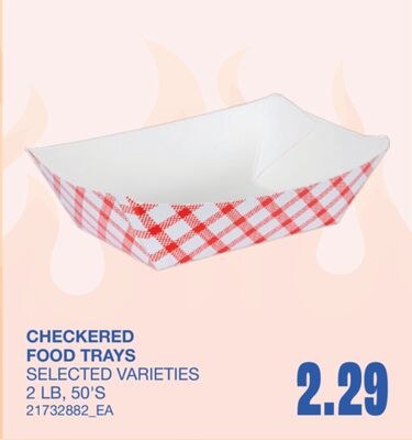 CHECKERED FOOD TRAYS, 2 LB, 50'S