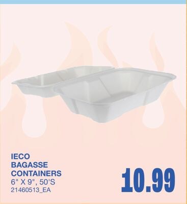 IECO BAGASSE CONTAINERS, 6" X 9", 50'S
