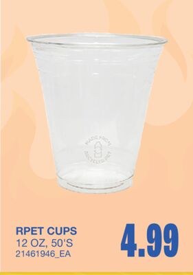 RPET CUPS, 12 OZ, 50'S