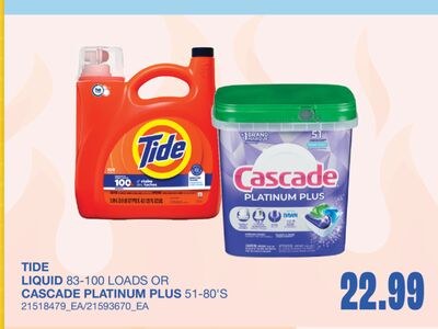 TIDE LIQUID, 83-100 LOADS OR CASCADE PLATINUM P…