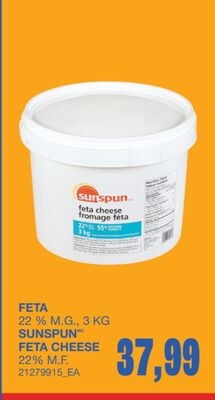 FETA CHEESE, 22% M.F.