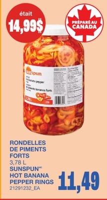 HOT BANANA PEPPER RINGS, 3,78 L
