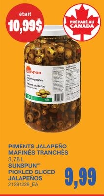 PICKLED SLICED JALAPEÑOS, 3.78 L