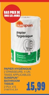 BATHROOM TISSUE, 2 PLY, 4'S