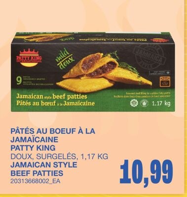JAMAICAN STYLE BEEF PATTIES, 1,17 KG