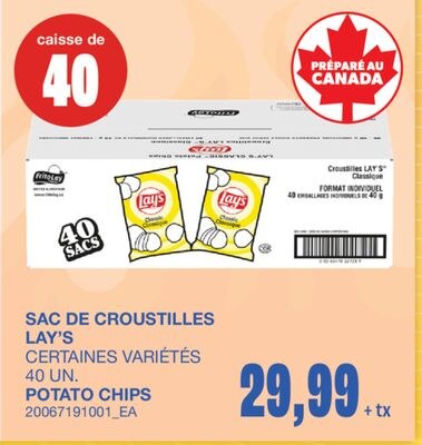 POTATO CHIPS, 40 UN.