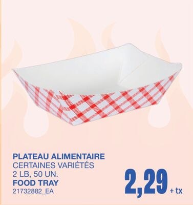 FOOD TRAY, 2 LB , 50 UN.