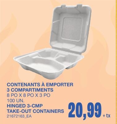 HINGED 3-CMP TAKE-OUT CONTAINERS