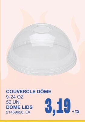 DOME LIDS, 9-24 OZ, 50 UN.