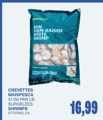 SHRIMPS, 41/50 PAR LB.