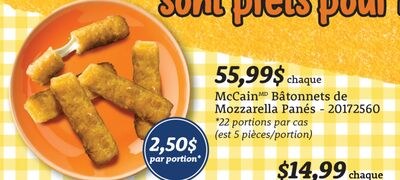MCCAIN® BATONNETS DE MOZZARELLA PANÉS, 22 porti…