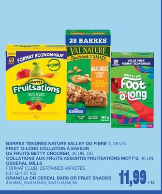 BARRES TENDRES NATURE VALLEY OU FIBRE 1, 28 UN.…