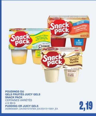 PUDDING OR JUICY GELS, 4 X 99 G