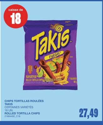 ROLLED TORTILLA CHIPS, 18 UN.